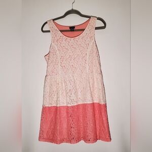 Rue21 Ivory and Pink Lace Dress- Women's- Size Large